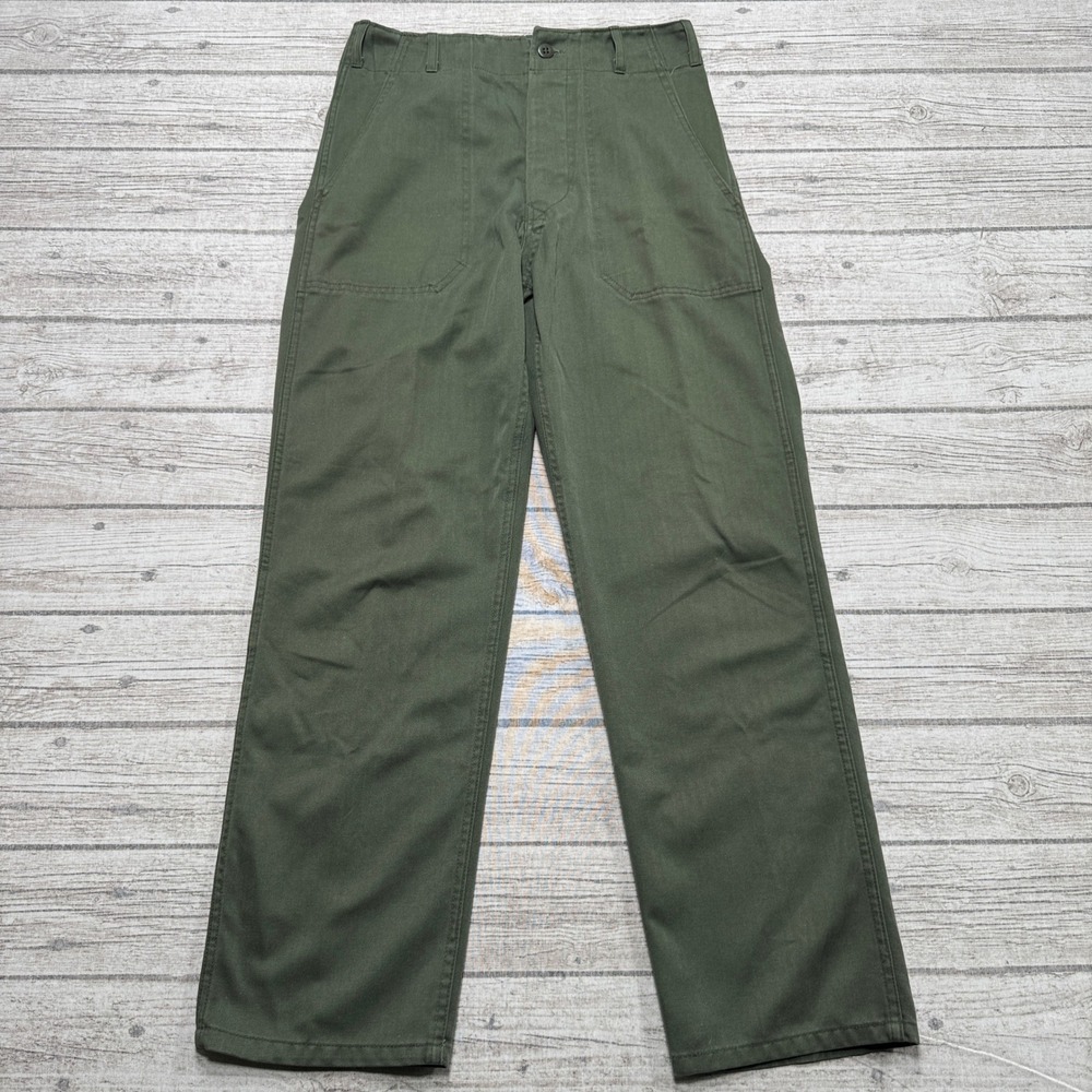 Vintage Fatigue Pants Men's 30x28 Olive Green Straight Leg Relaxed Fit High Rise